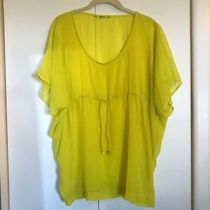 Bright Yellow Sheer Blouse Cover Up
